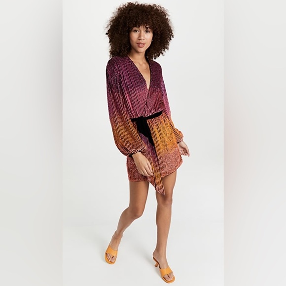 RETROFETE GABRIELLE SEQUIN OMBRE ROBE MINI DRESS WITH SLEEVES SIZE XL - Picture 6 of 16